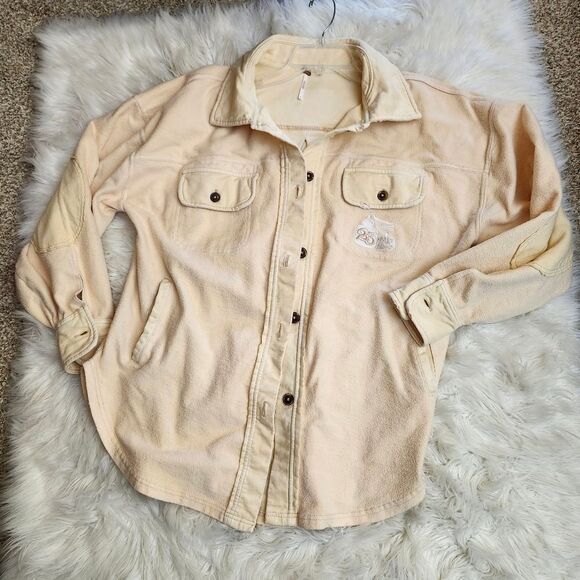 Free People Ruby Cream Oversized Shaket Jacket Button Closure Sz M - Picture 2 of 14